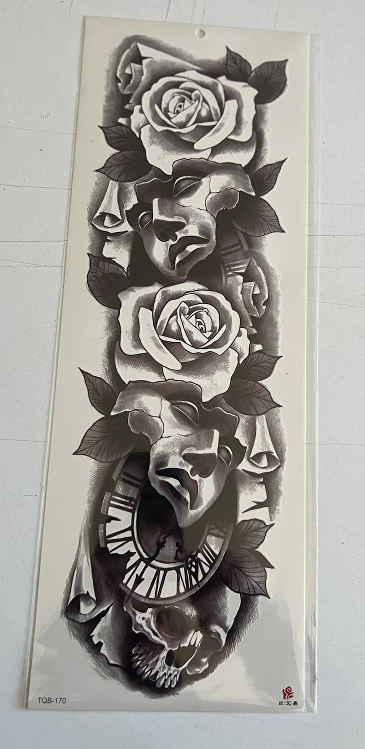 Güllere Sarılı 1 Hafta Kalıcı Tam Kol Bacak Yapıştırma Geçici Dövme 46 CM