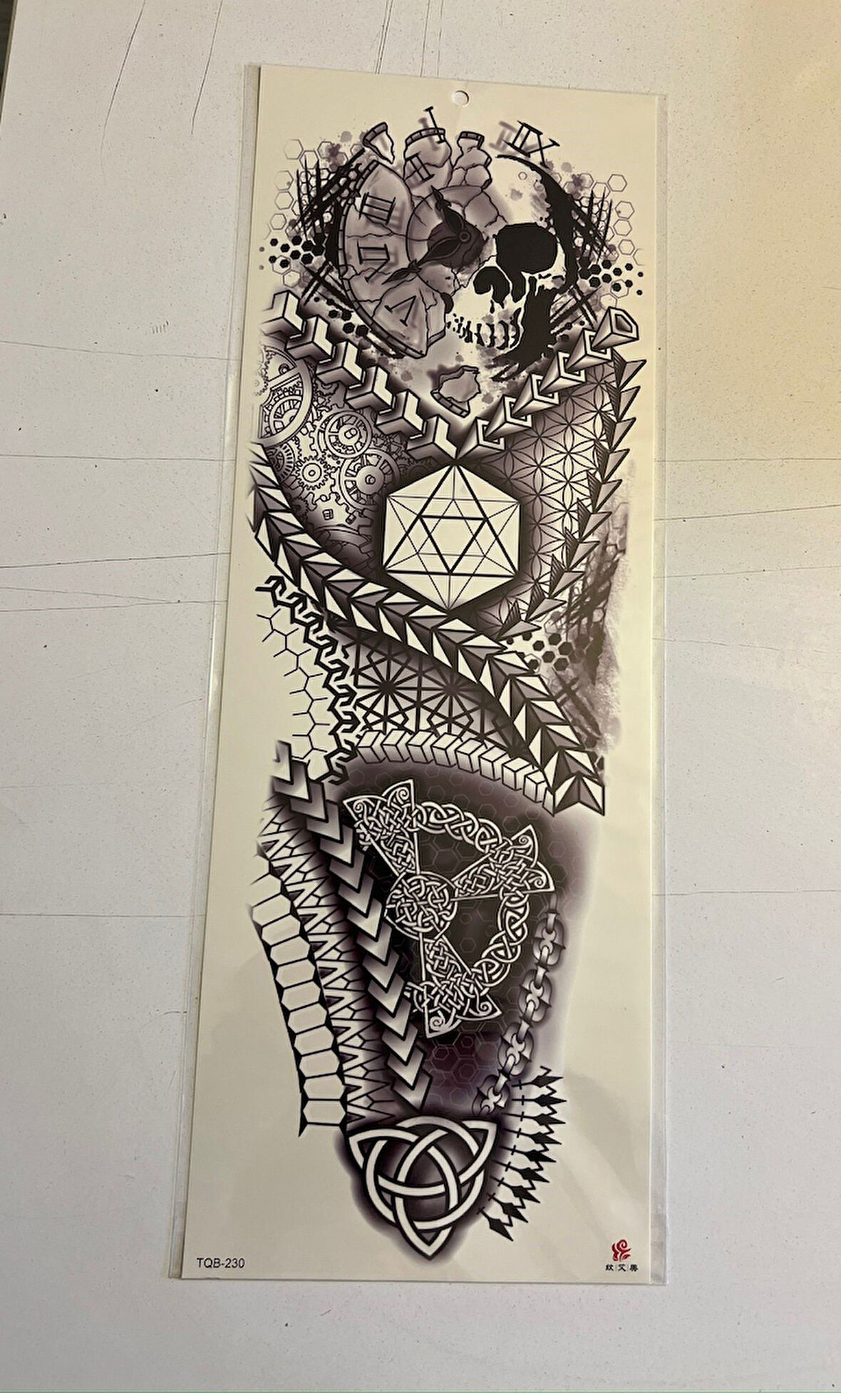 Kuru Kafa 1 Hafta Kalıcı Tam Kol Bacak Yapıştırma Geçici Dövme 46 CM