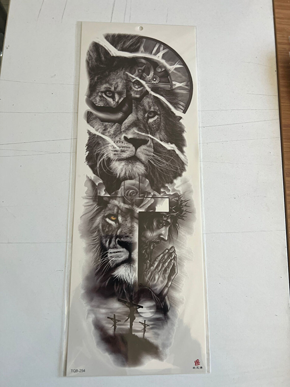 Aslan İsa 1 Hafta Kalıcı Tam Kol Kaplama Bacak Yapıştırma Geçici Dövme 46 CM