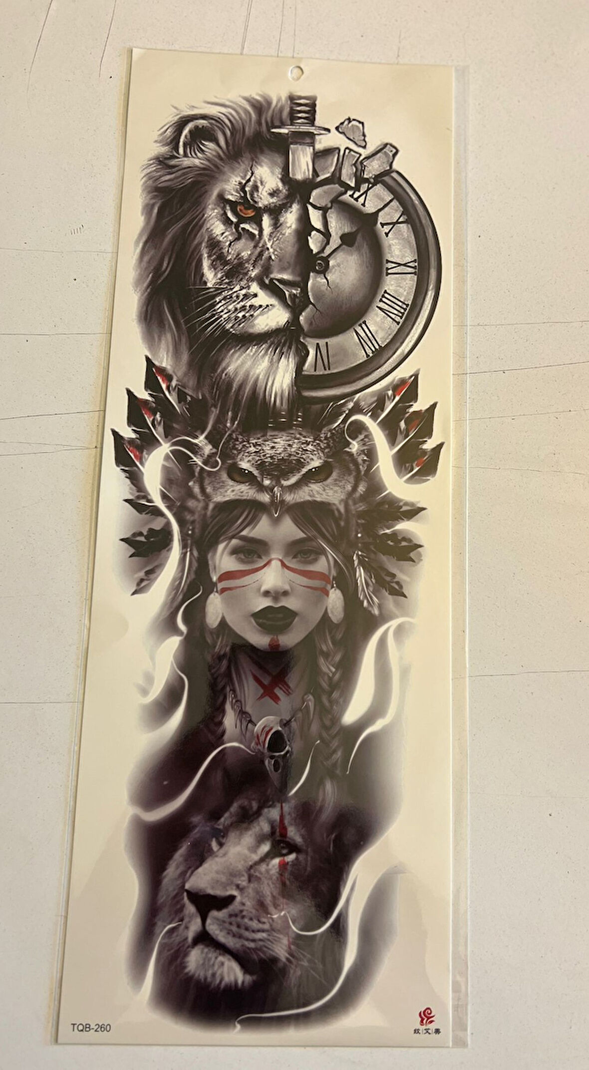 Aslan Kız 1 Hafta Kalıcı Tam Kol Kaplama Bacak Yapıştırma Geçici Dövme 46 CM