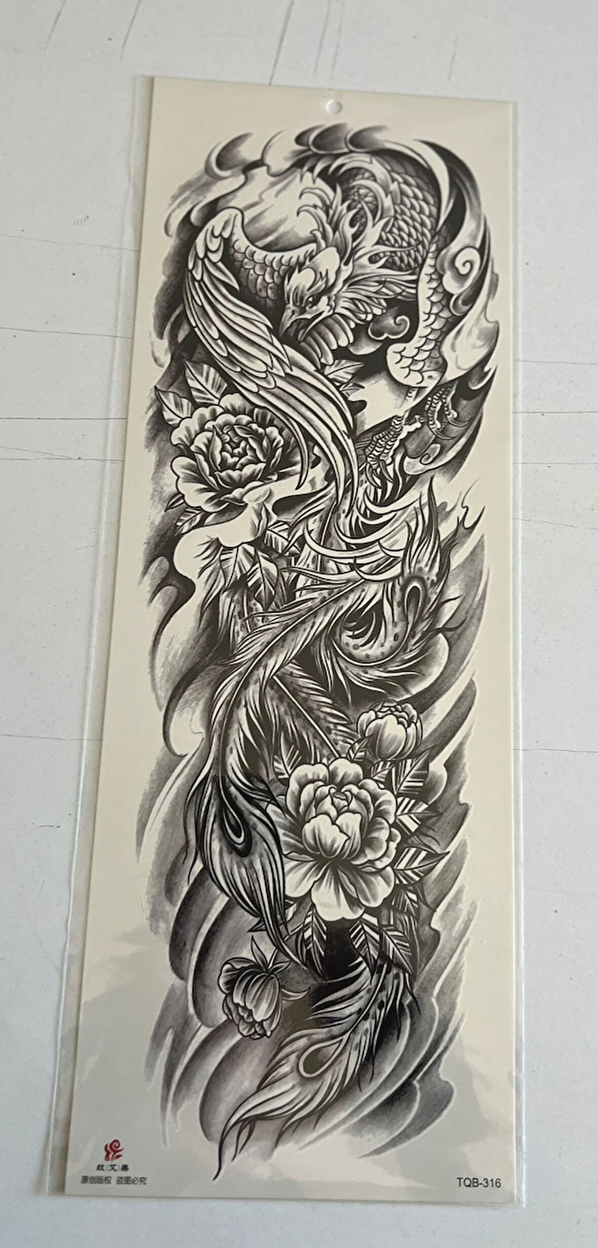 Kanatlı Dragon 1 Hafta Kalıcı Tam Kol Bacak Yapıştırma Geçici Dövme 46 CM