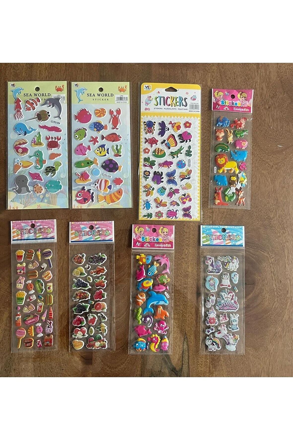 8 Adet Birden Çocuk Eğitici Sticker Çıkartma Seti Model 1