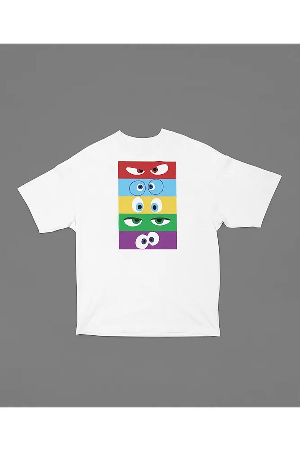 Çizgi Film Karakterler Insiide Ouut Unisex Tişört, Oversize Ters Yüüz Baskılı Tişört