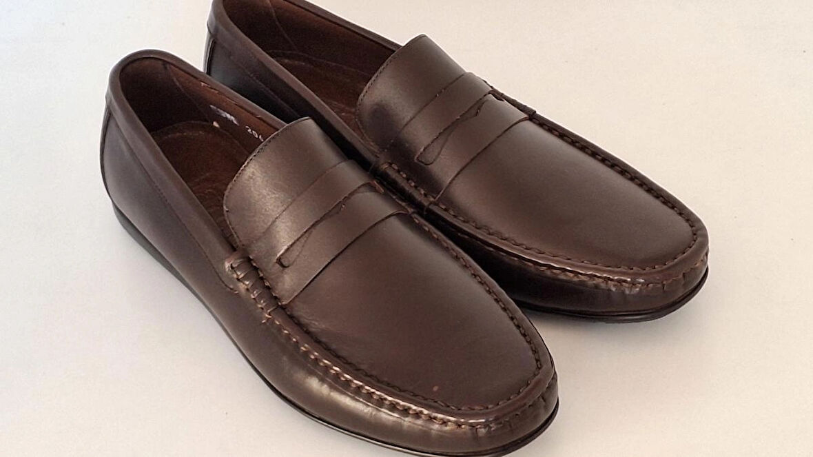 DARKWOOD-ERKEK GÜNLÜK LOAFER AYAKKABI-HAKİKİ DERİ-KAHVERENGİ