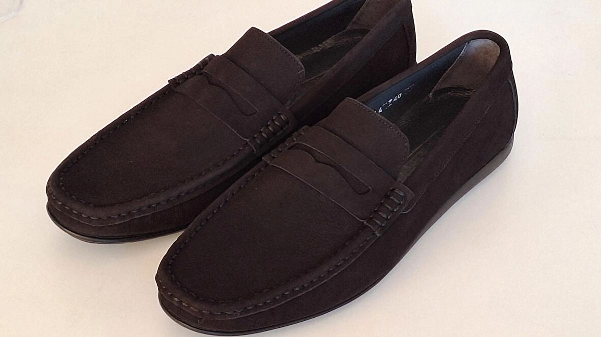 DARKWOOD-ERKEK GÜNLÜK LOAFER AYAKKABI-HAKİKİ NUBUK-LACİVERT RENK