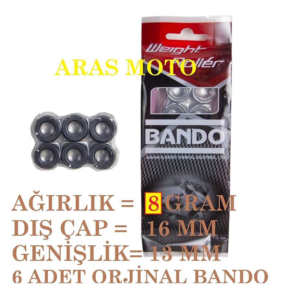 50 CC - 80 CC SCOOTER BAGA BANDO ORJİNAL TAHRİK SETİ BWR-007 16*13(8 GR) - ARASMOTO