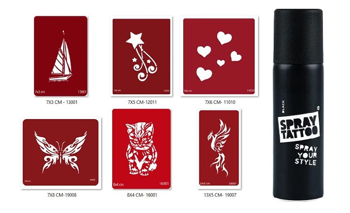 Anka Kedi Spray Tattoo Geçici Sprey Dövme Seti