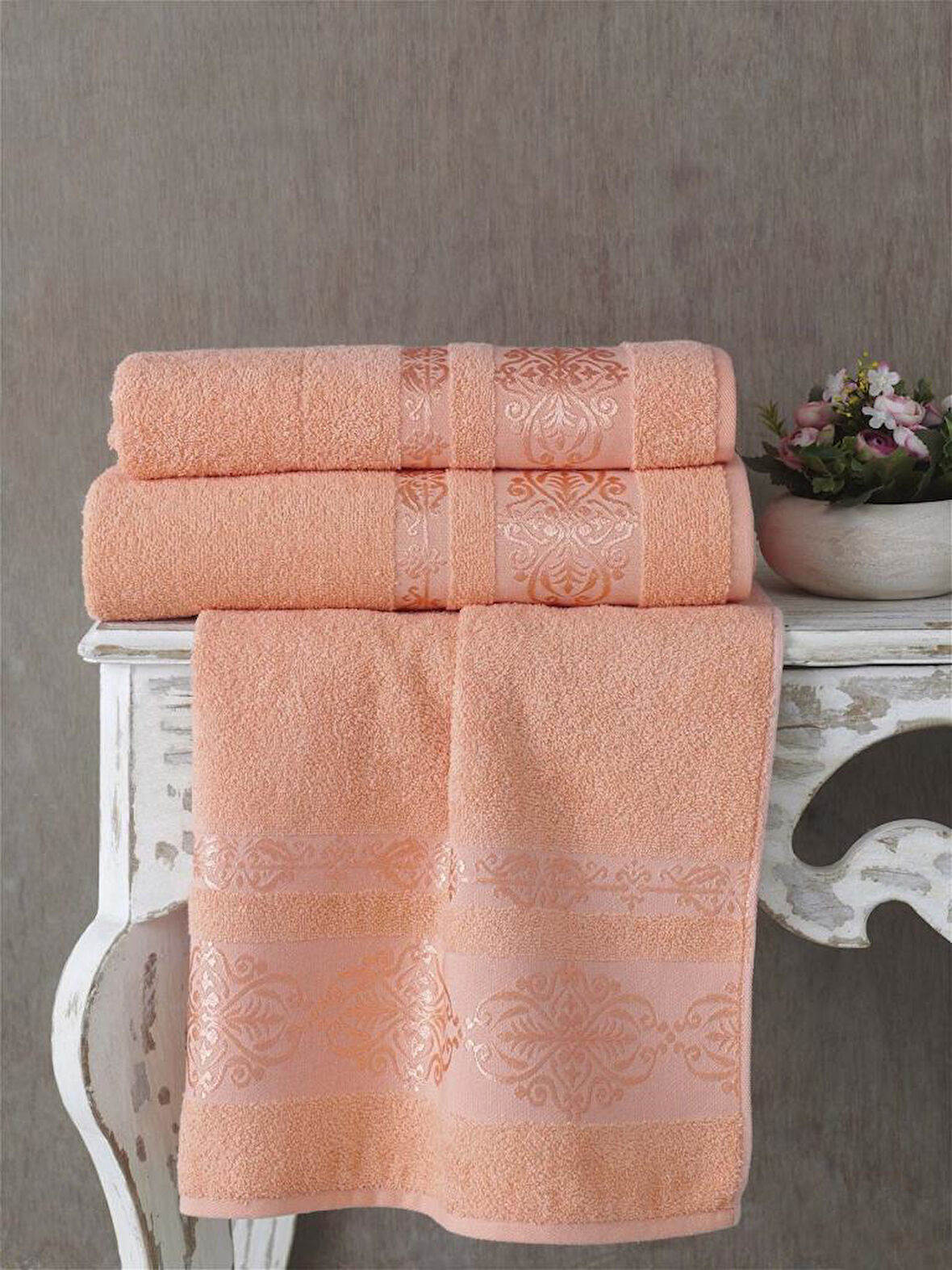 Cotton Jakarlı Rebeka Desenli El Havlusu 50x90
