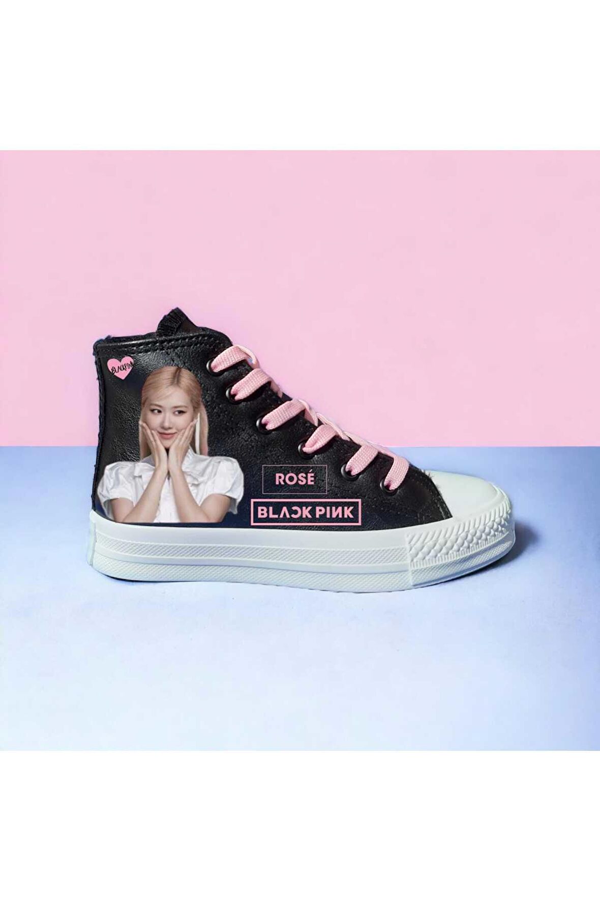Blackpink Rose baskılı spor ayakkabı sneaker (DERİ VE İÇİ YÜNLÜ ) kişiye özel isim yazılır