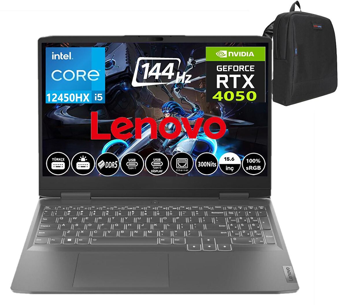 Lenovo Loq 15IRX9 Intel Core I5-12450HX 96GB Ddr5 Ram 2tb SSD RTX4050 6gb 144Hz Freedos 15.6" Fhd Taşınabilir Bilgisayar 83GS007WTR15+WEBLEGELSINÇANTA