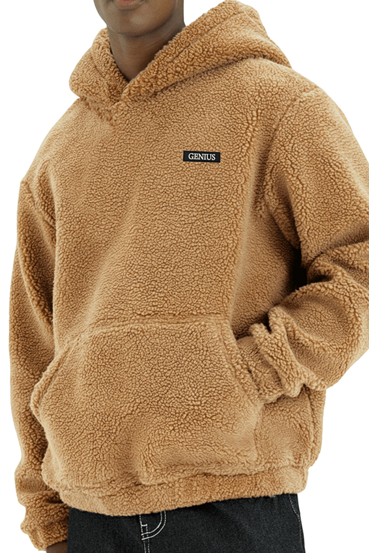 Genıus Store Erkek Kapüşonlu Polar Sherpa Kuzu Kumaş İçi Şardonlu Kapüşonlu Sweatshırt SHERPA-KAP