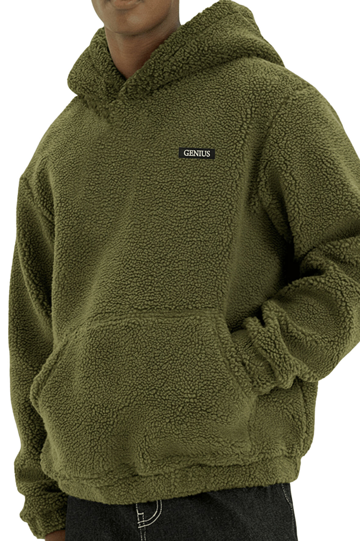 Genıus Store Erkek Kapüşonlu Polar Sherpa Kuzu Kumaş İçi Şardonlu Kapüşonlu Sweatshırt SHERPA-KAP