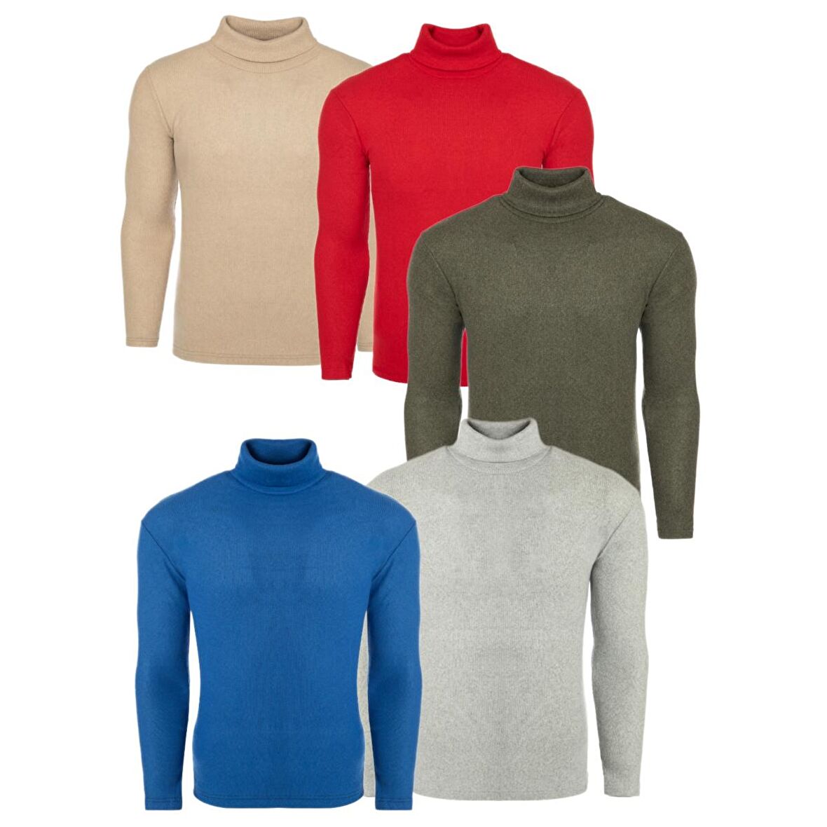 5'li Paket Erkek Boğazlı Balıkçı Triko Kazak