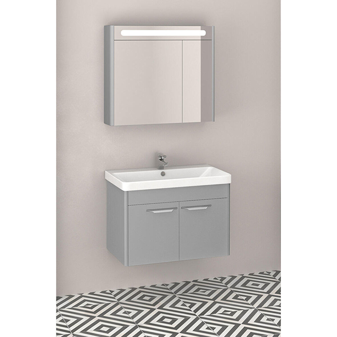 MAUNA 80 CM BANYO DOLABI WİNDOW GRİ - BOY DOLAP HARİÇ 