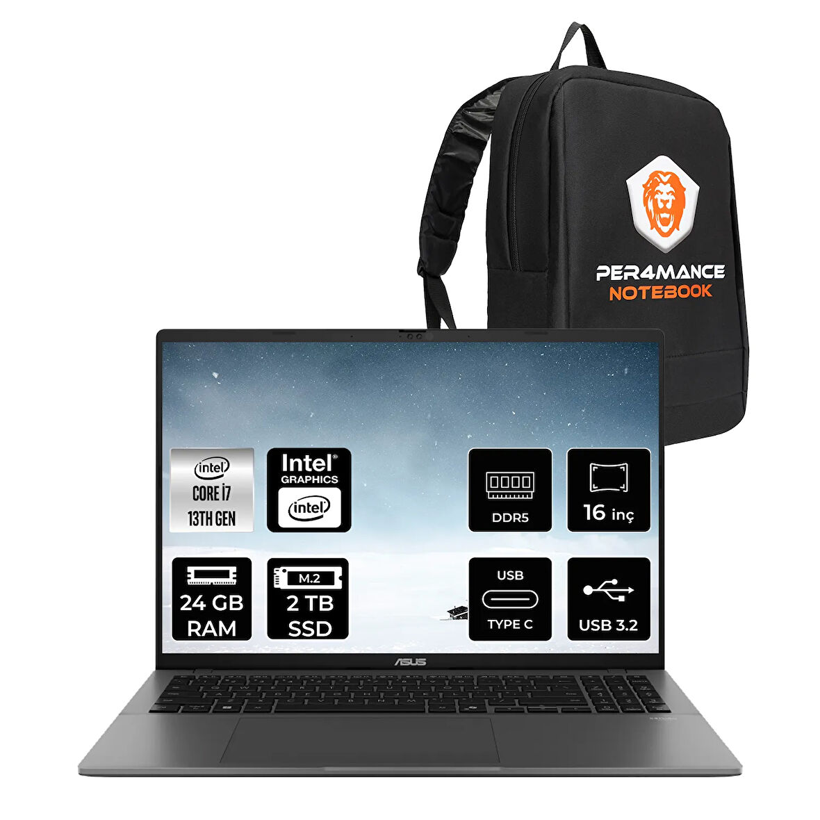 ASUS Vivobook S16 i7 13620H 24GB DDR5 2TB SSD 16" 144Hz WUXGA FDOS S3607VA Dizüstü Bilgisayar