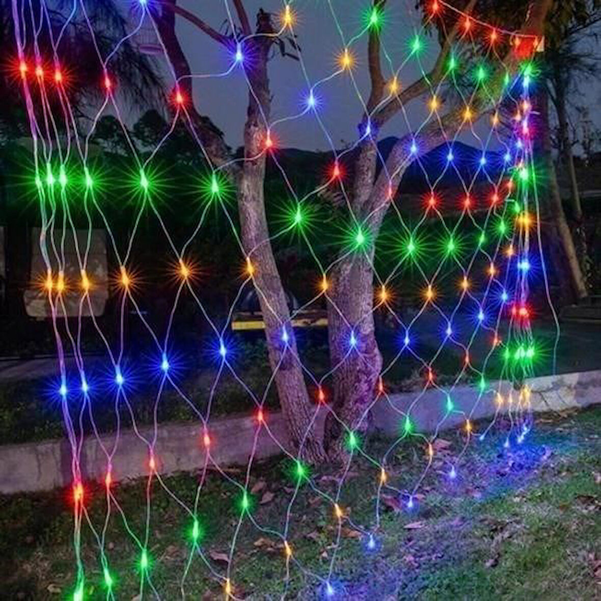 CT-STONES® 1x2 Metre Dekoratif File Ağ Perde 192 LED 8 Animasyonlu Farklı Işık Modu RGB Fişli