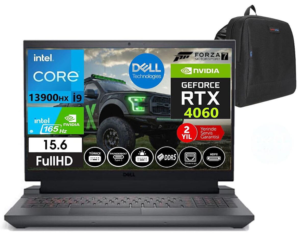 Dell G15 5530 I9-13900HX 64GB DDR5 1TB SSD 8gb RTX4060 15.6 Fhd 165Hz Windows11Pro TaşınabilirBilgisayar 55302401017026+WeblegelsinÇanta