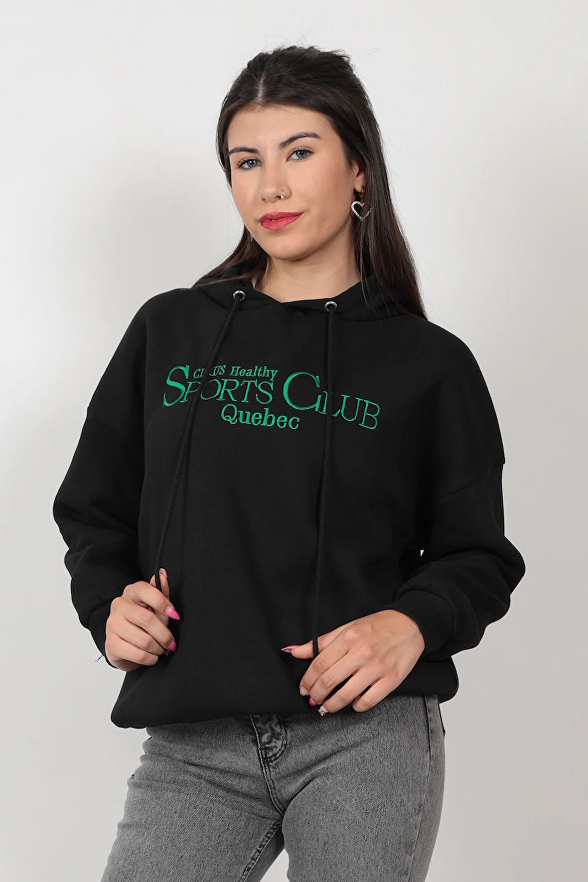 Kadın Sports Club Baskılı Sweatshirt