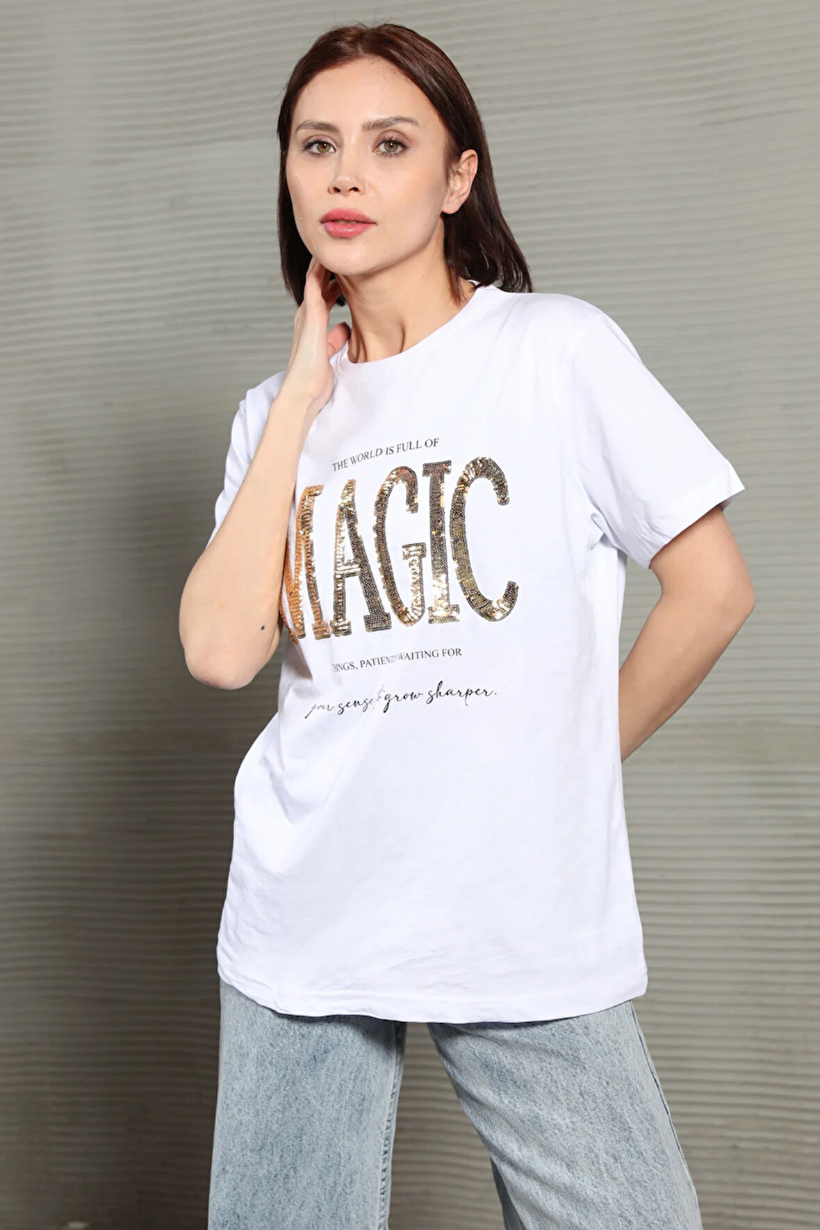 Kadın Magic Pul Baskılı T-Shirt