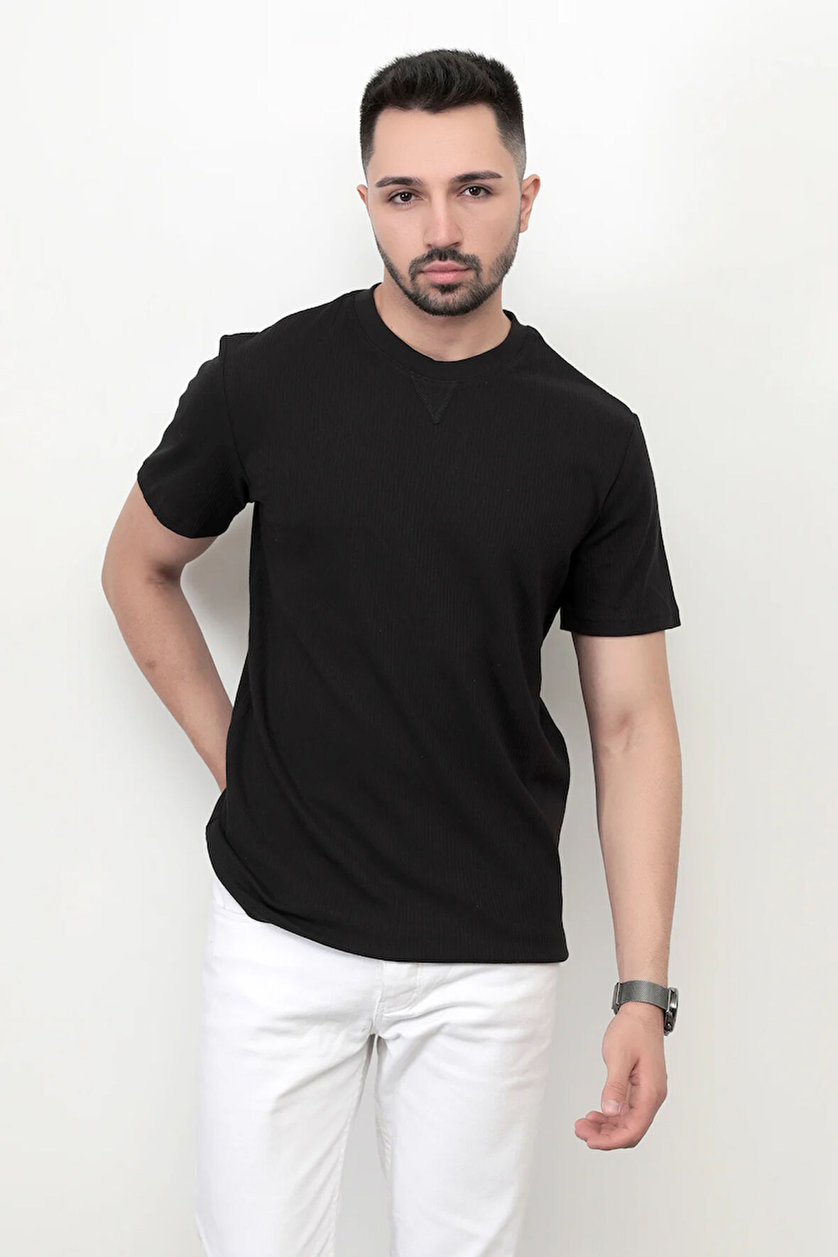 Siyah Baskısız Erkek T-Shirt O Yaka Regular Fit T-Shirt 2407