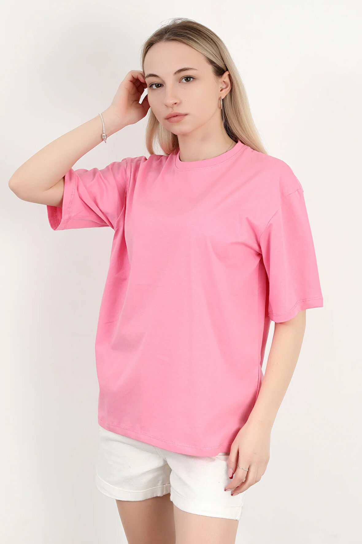 Kadı Bisiklet Yaka Pamuklu Basic T-Shirt Beyaz -925001