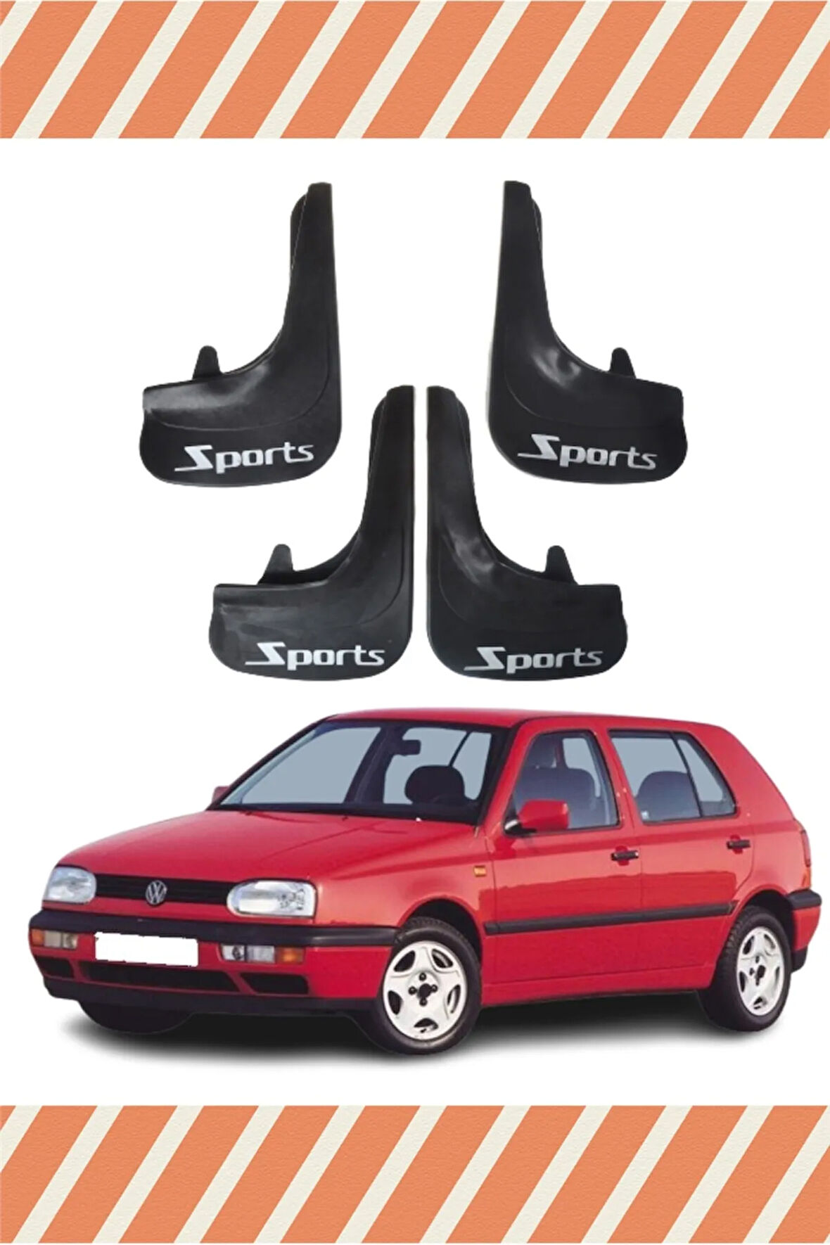 Volkswagen Golf 3 tüm kasalar Racing yazılı 4’lü tozluk çamurluk paçalık mükemmel uyum