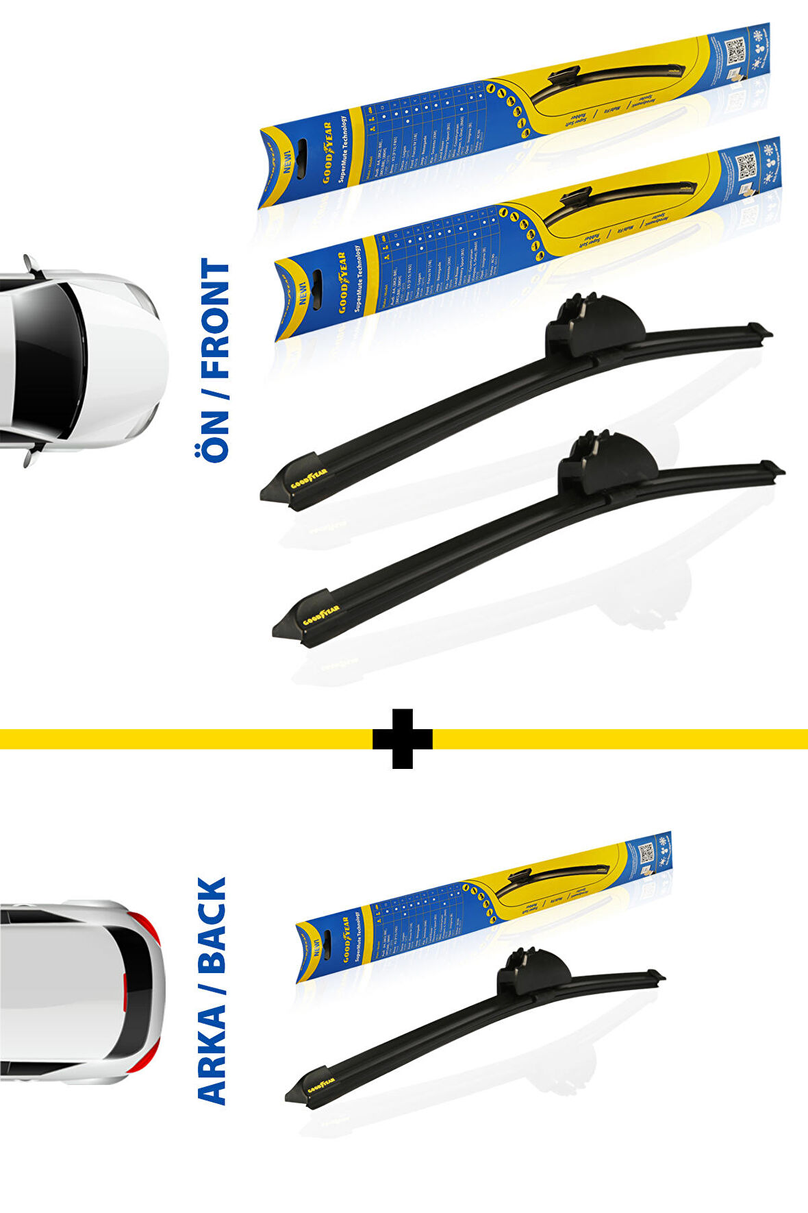 VOLKSWAGEN GOLF  SUPERMUTE  ÖN VE ARKA 3'LÜ MUZ SİLECEK TAKIMI 2009-2012 HATCHBACK (5 KAPI) (700mm+700mm+350mm)
