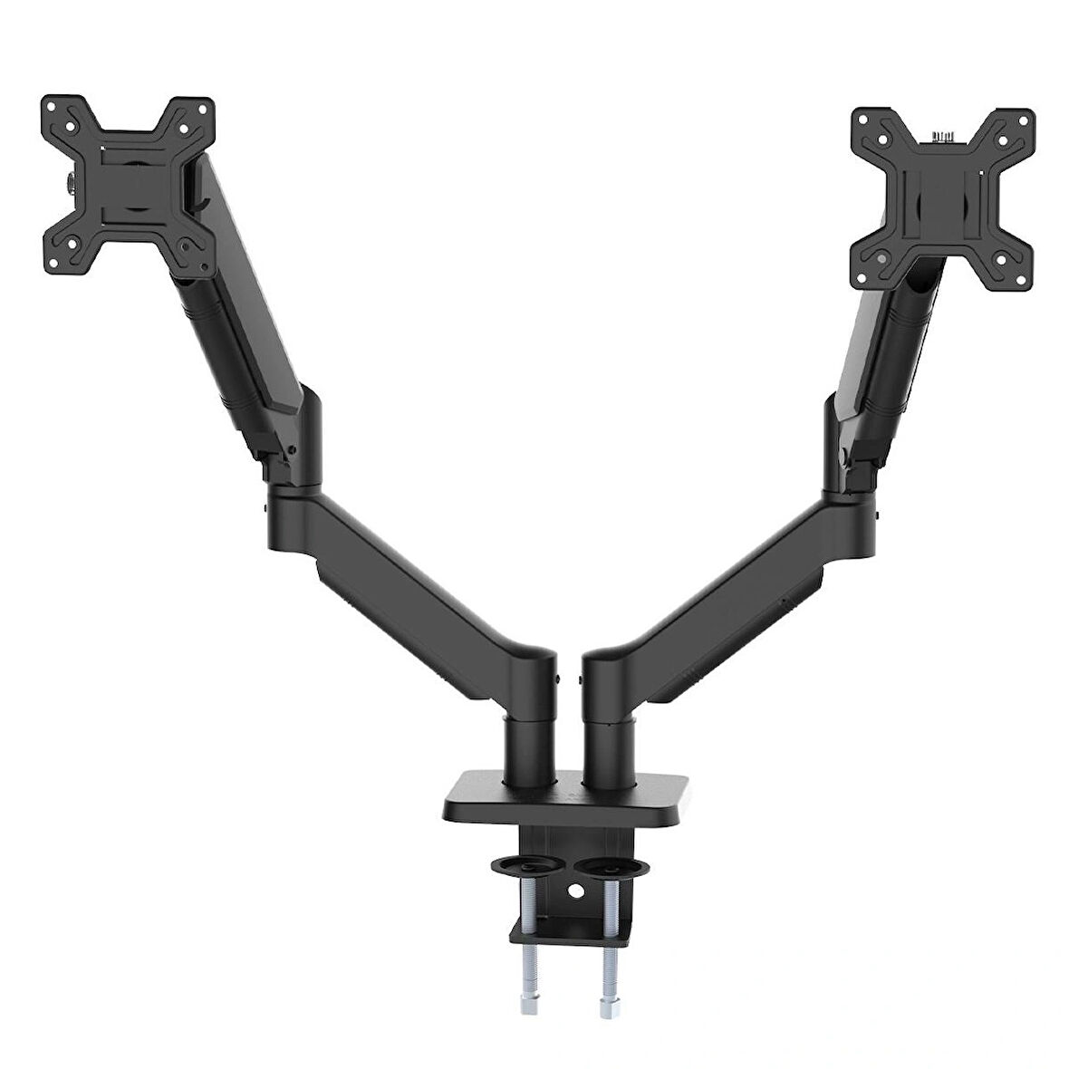 Gaz Yaylı Çift Monitör Kolu 13-32'' Ekran Askı Aparatı Ayarlanabilir Yükseklik ve Dönme Özelliği 