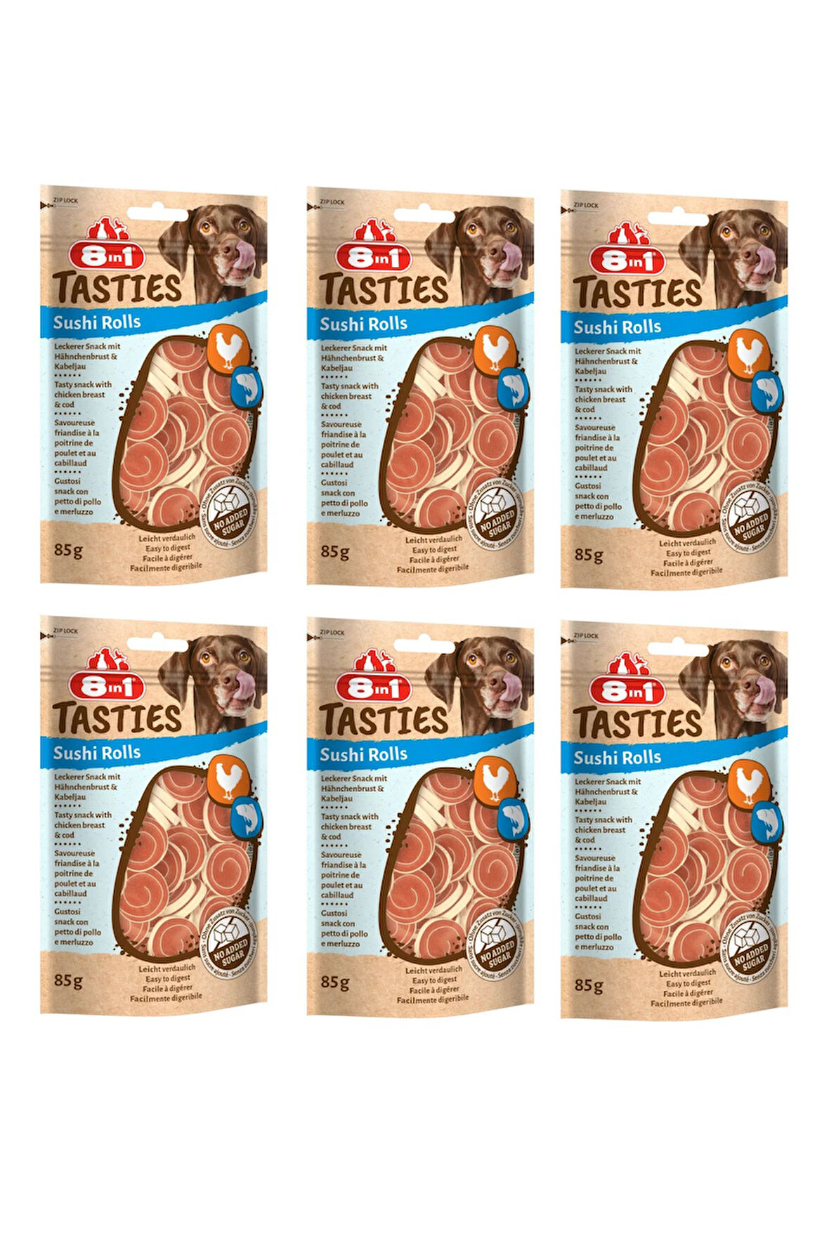 8in1 Tasties Sushi Rolls Tavuk ve Balıklı Köpek Ödülü 85 Gr. X 6 Adet