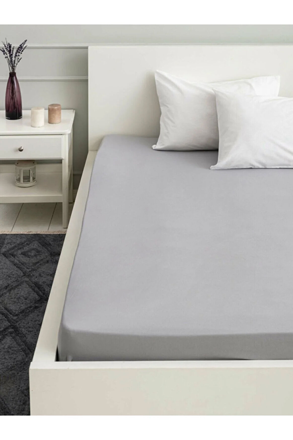 Gri 120x200 (ARA BOY) Penye Lastikli Çarşaf