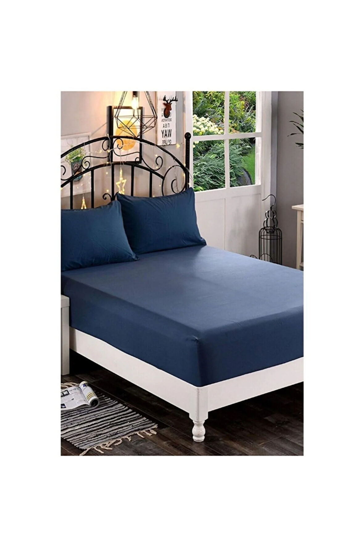 Lacivert 70x140 Beşik (bebek Boy) Penye Lastikli Çarşaf