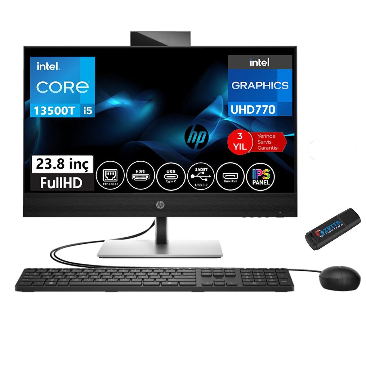 Hp All-In-One Proone 440 G9 Intel® Core™ I5-13500T 32GB 512GB SSD 23.8" Fhd IPS Freedos All In One Bilgisayar AIO885F1EAW04+ZETTAUSBBELLEK