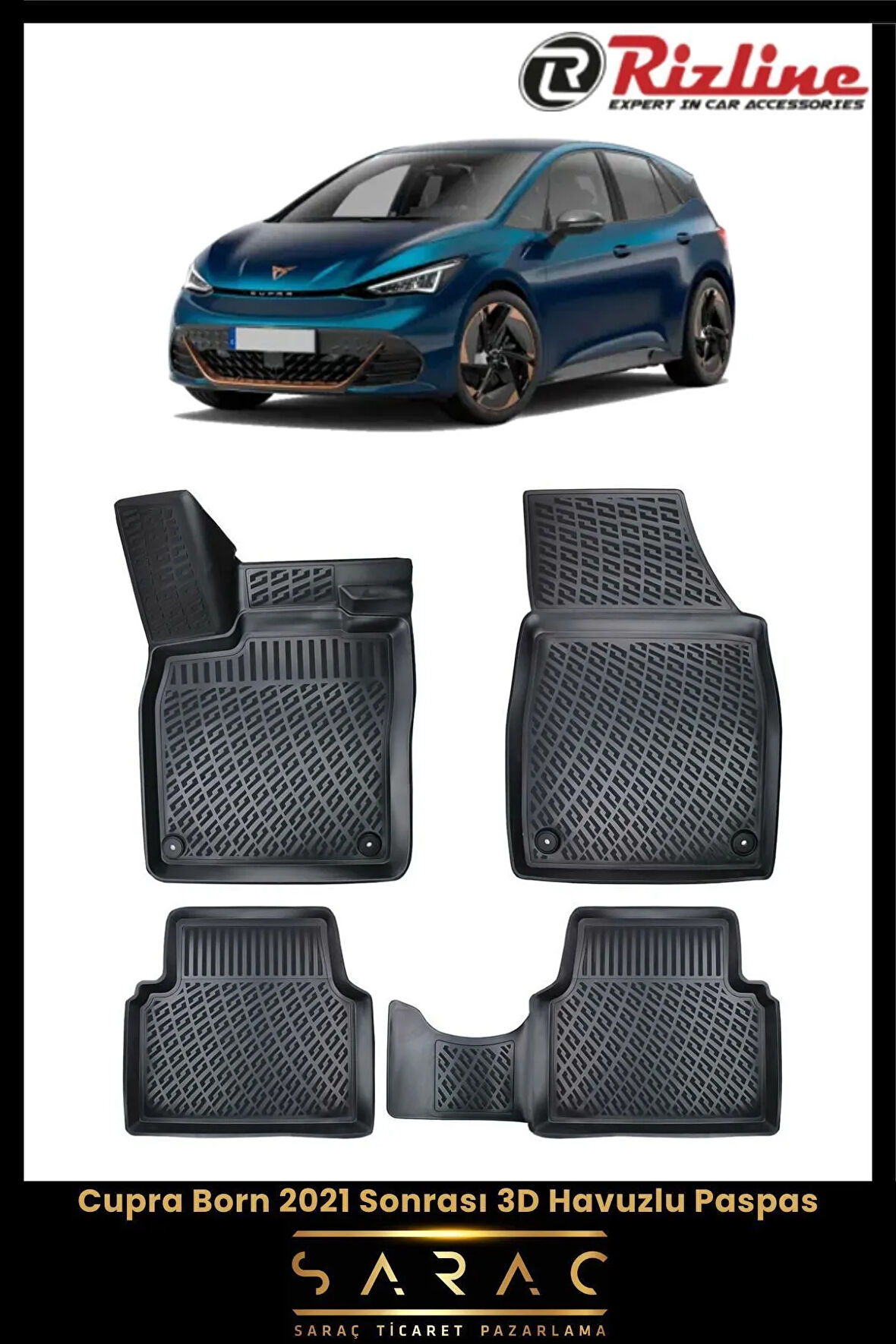 Rizline Cupra Born 2024 Model 3D Havuzlu Paspas