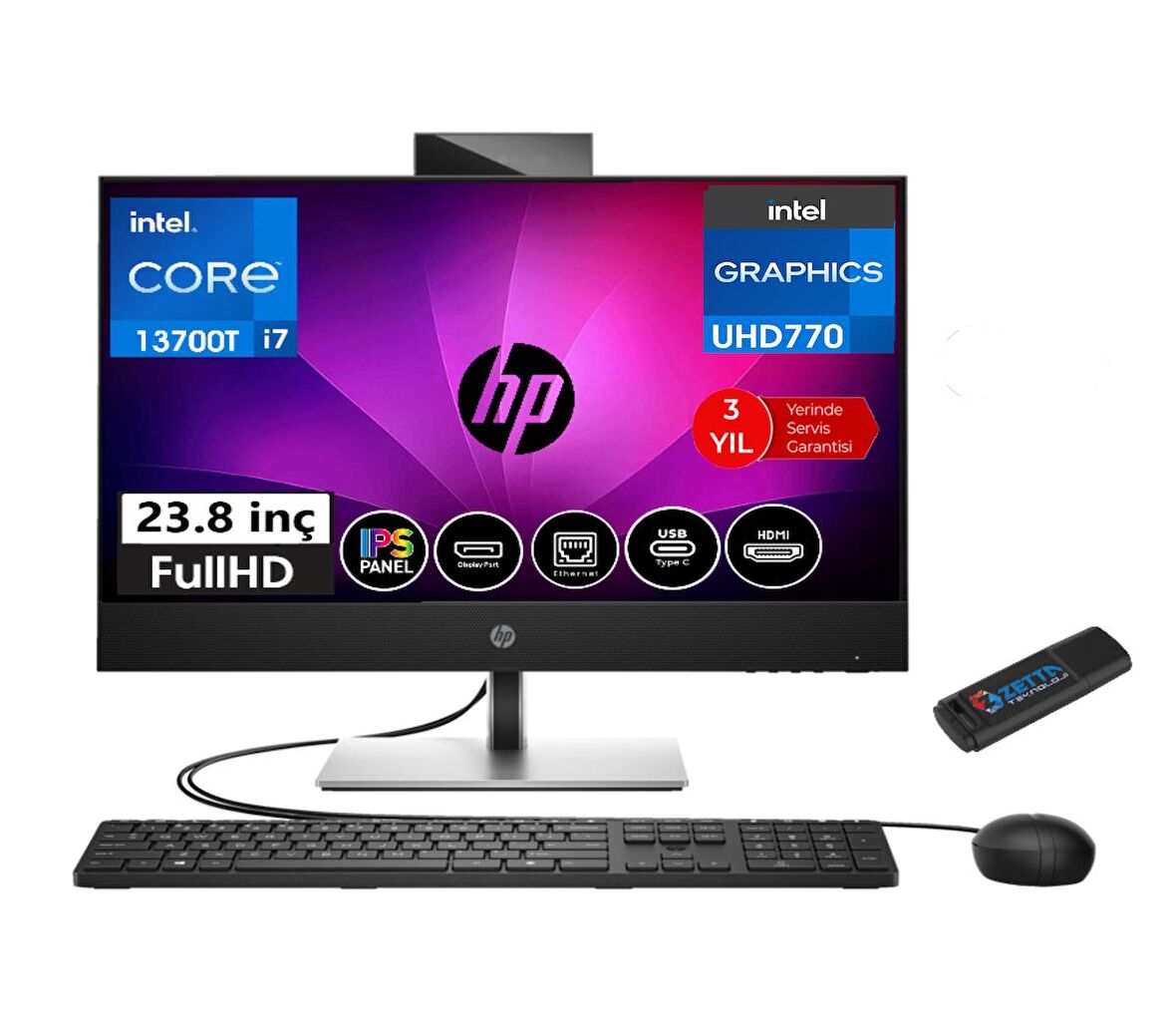Hp All-In-One Proone 440 G9 Intel® Core™ I7-13700T 64GB 2tb SSD 23.8" Fhd IPS Freedos All In One Bilgisayar AIO884A0EAW09+ZETTAUSBBELLEK
