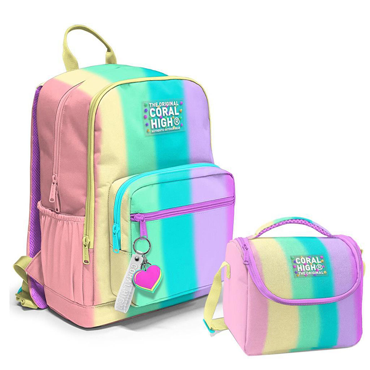 Coral High Desenli Okul Çantası Beslenme 2li Set 23630