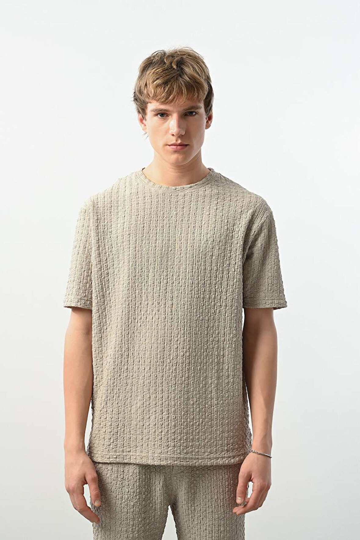 Bisiklet Yaka Dokulu Erkek T-Shirt