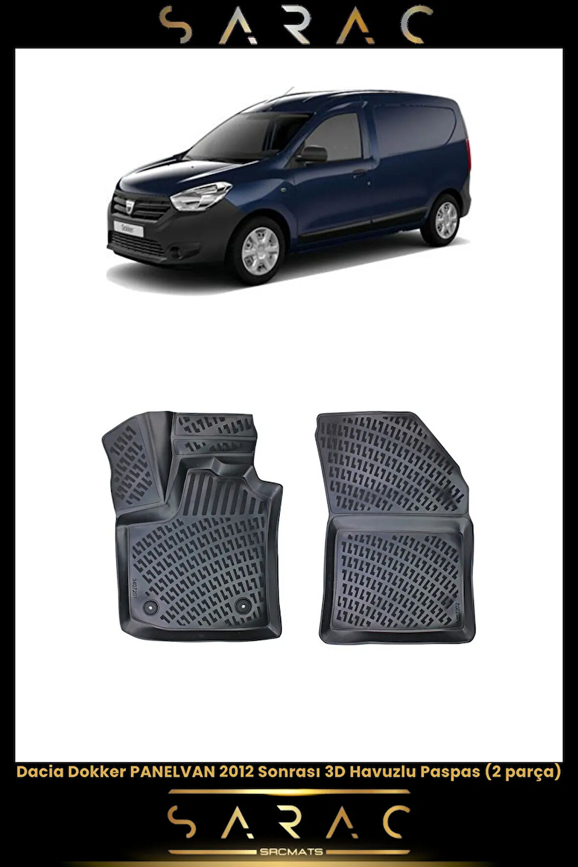 Dacia Dokker Panelvan 2022 Model Araca Özel 3d Havuzlu Paspas(2 PARÇA)