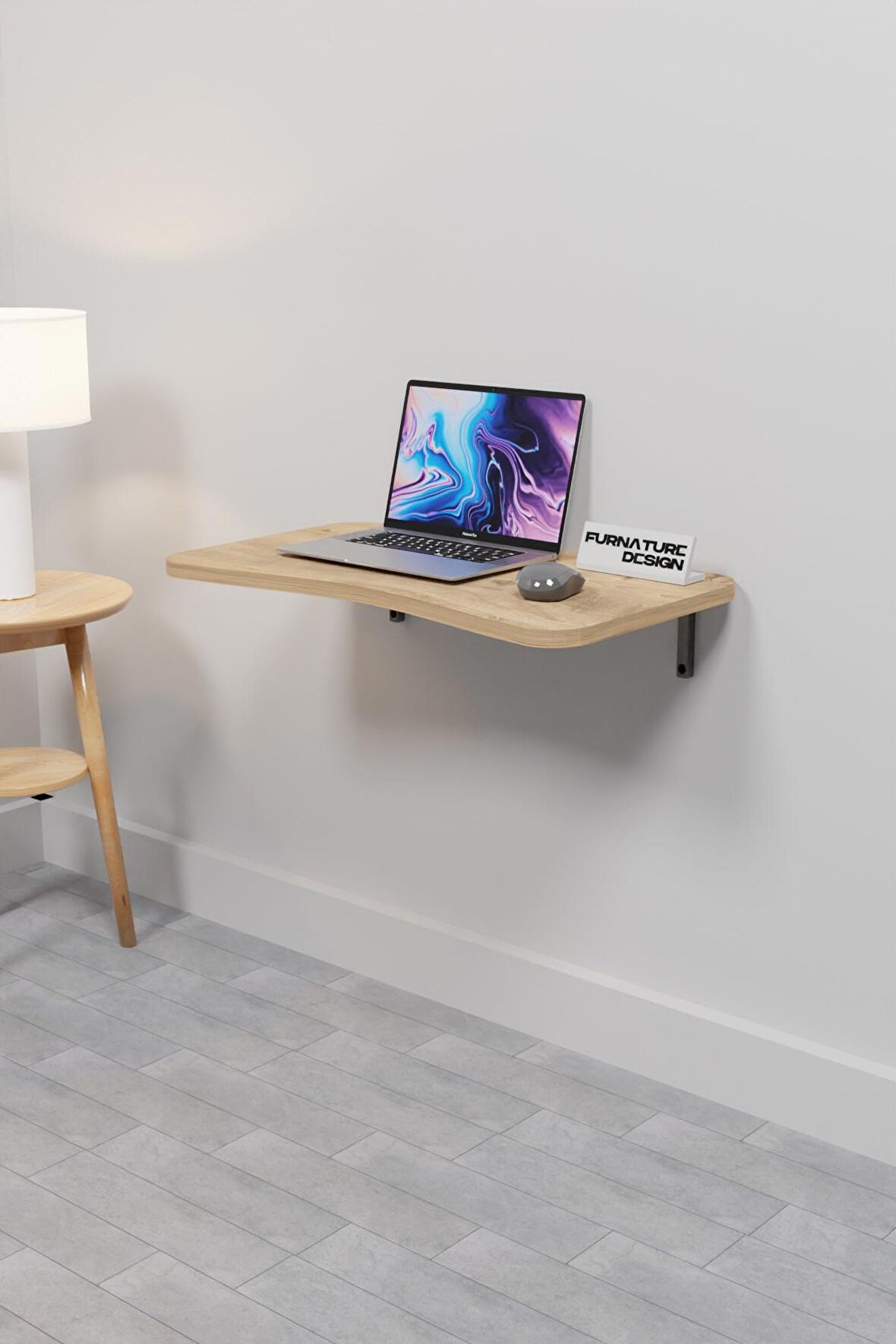 Katlanabilir Duvar Masa 60x35 Cm Duvara Monte Kırma Bilgisayar Atlantik Çam Renk Mutfak Masası