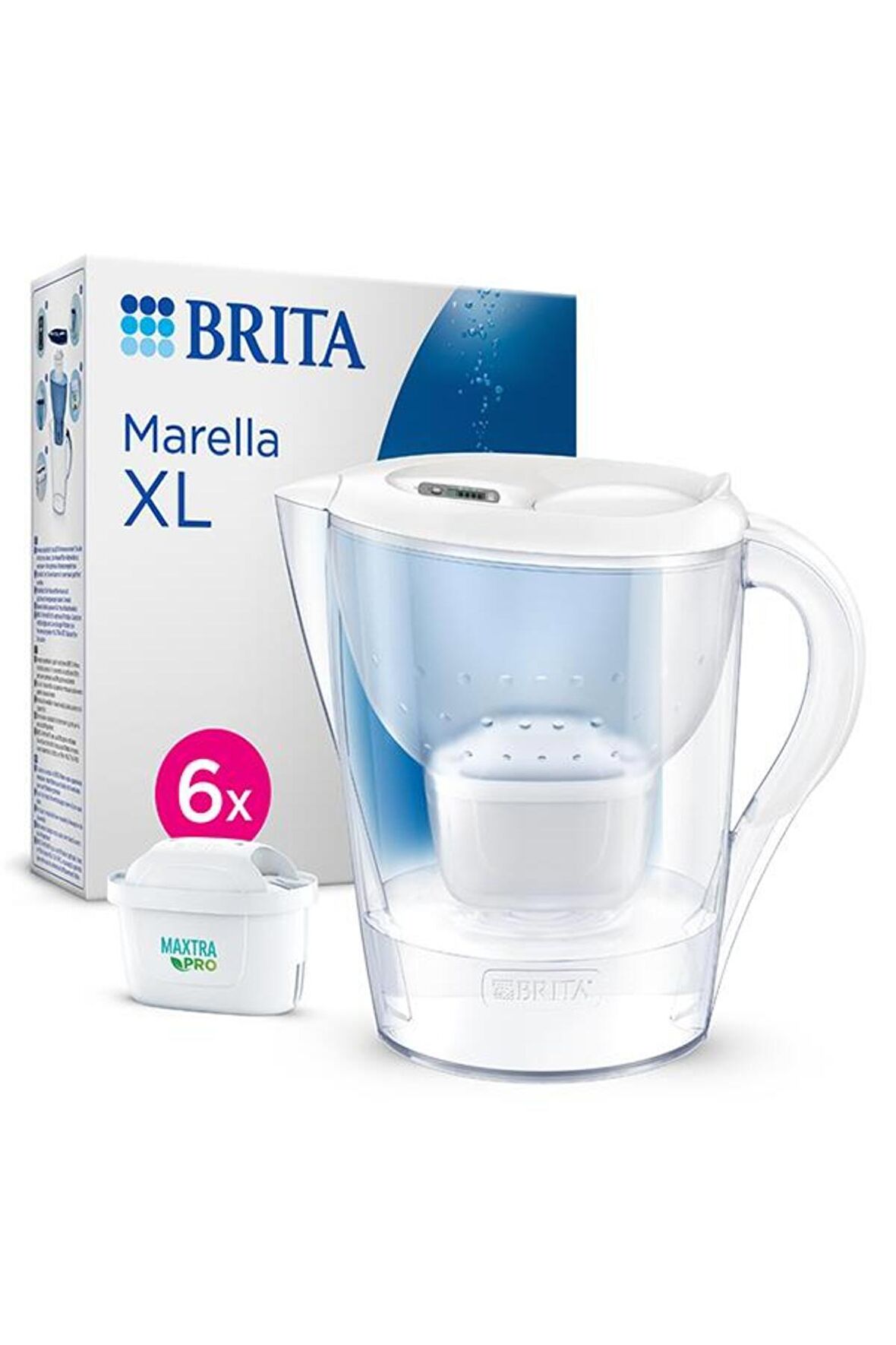 BRITA Marella XL 6 x Maxtra Pro All-In-1 Filtreli Su Arıtma Sürahisi - Beyaz