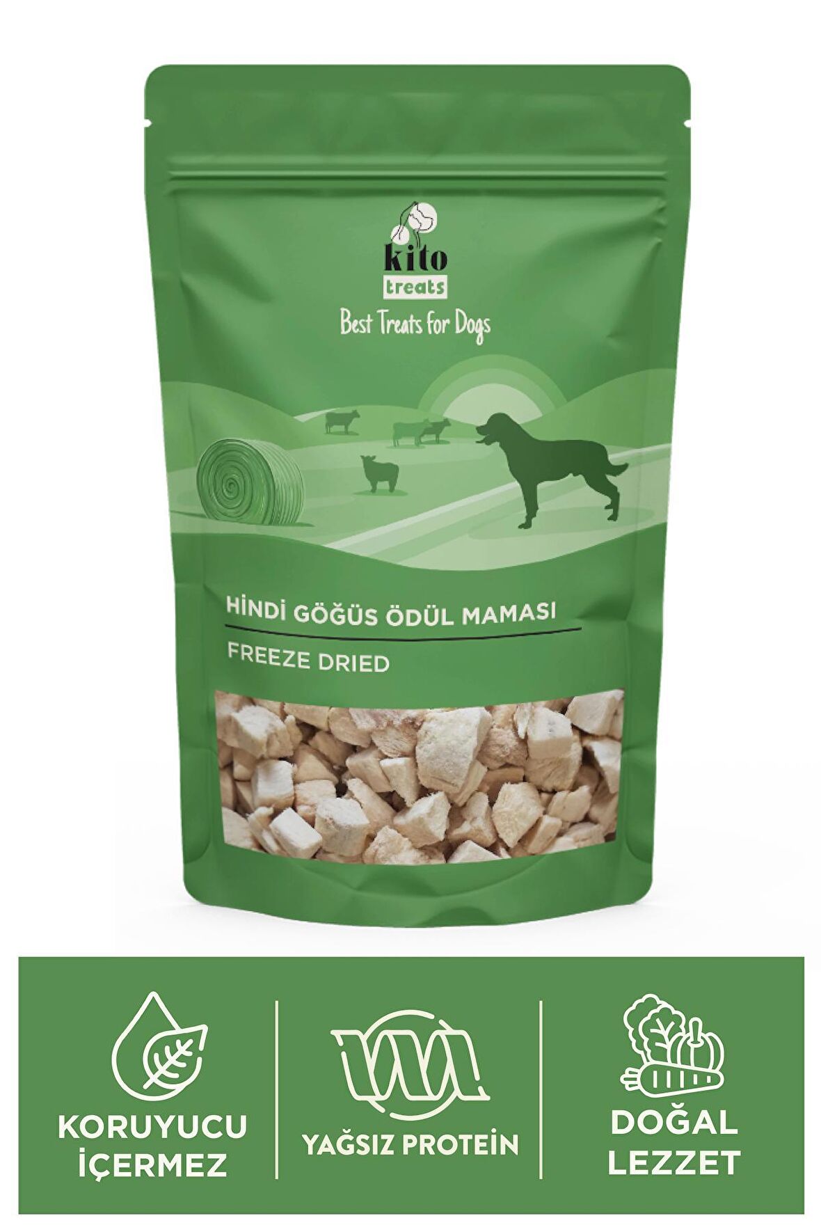 Kito Freeze Dried Hindi Göğüs Ödül Maması Köpekler İçin 