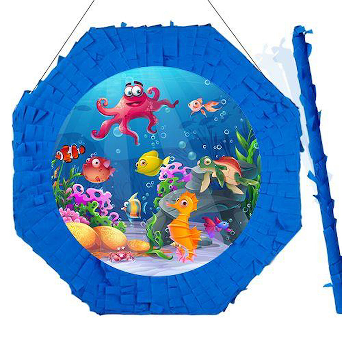 Deniz Canlıları Pinyata 42cm + Sopası Doğum Günü Eğlencesi Pinyata Patlatma Partisi
