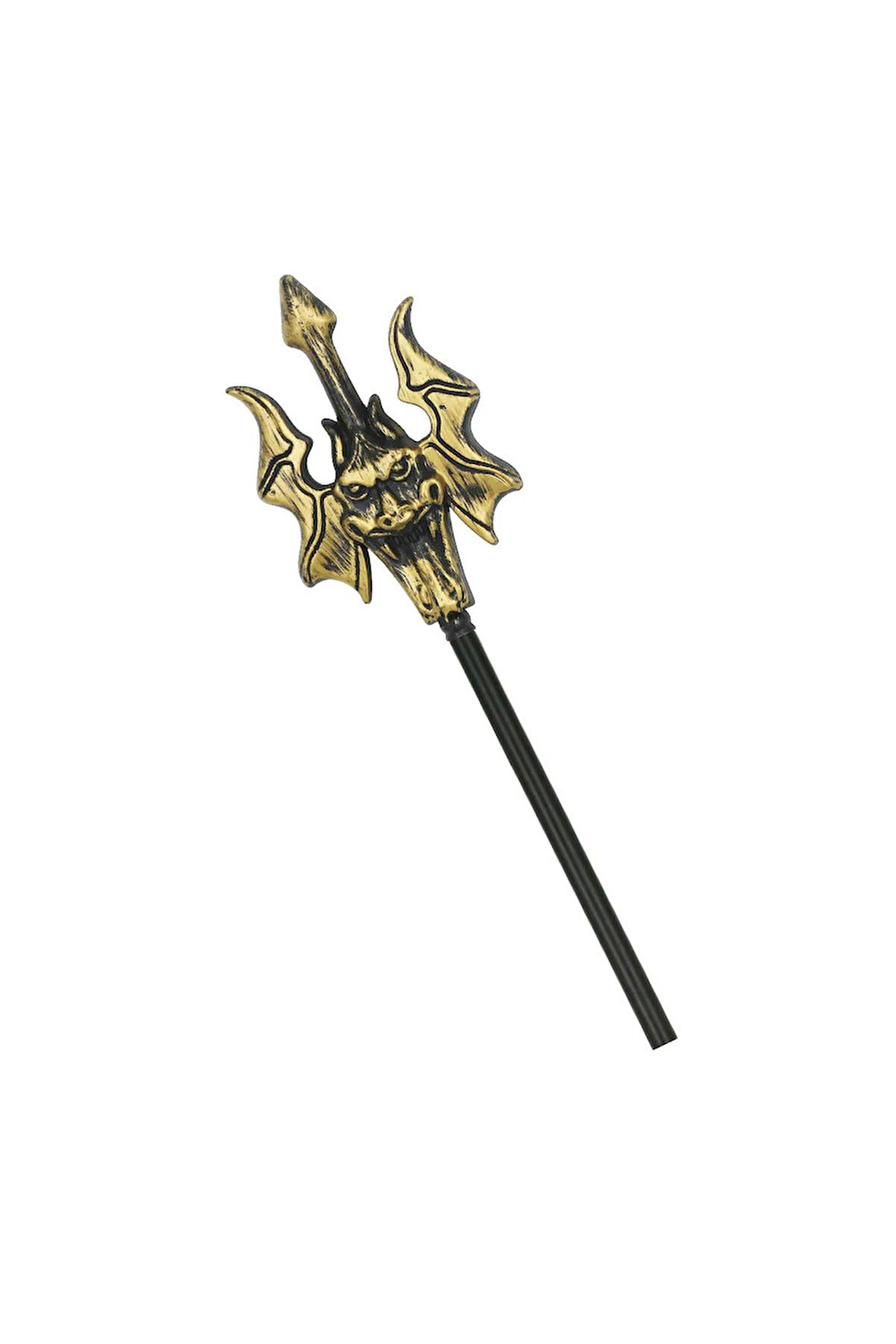 Halloween Cadılar Bayramı Çubuklu Eskitme Mızrak 50 Cm kalın plastikten şeytan görselli Gold