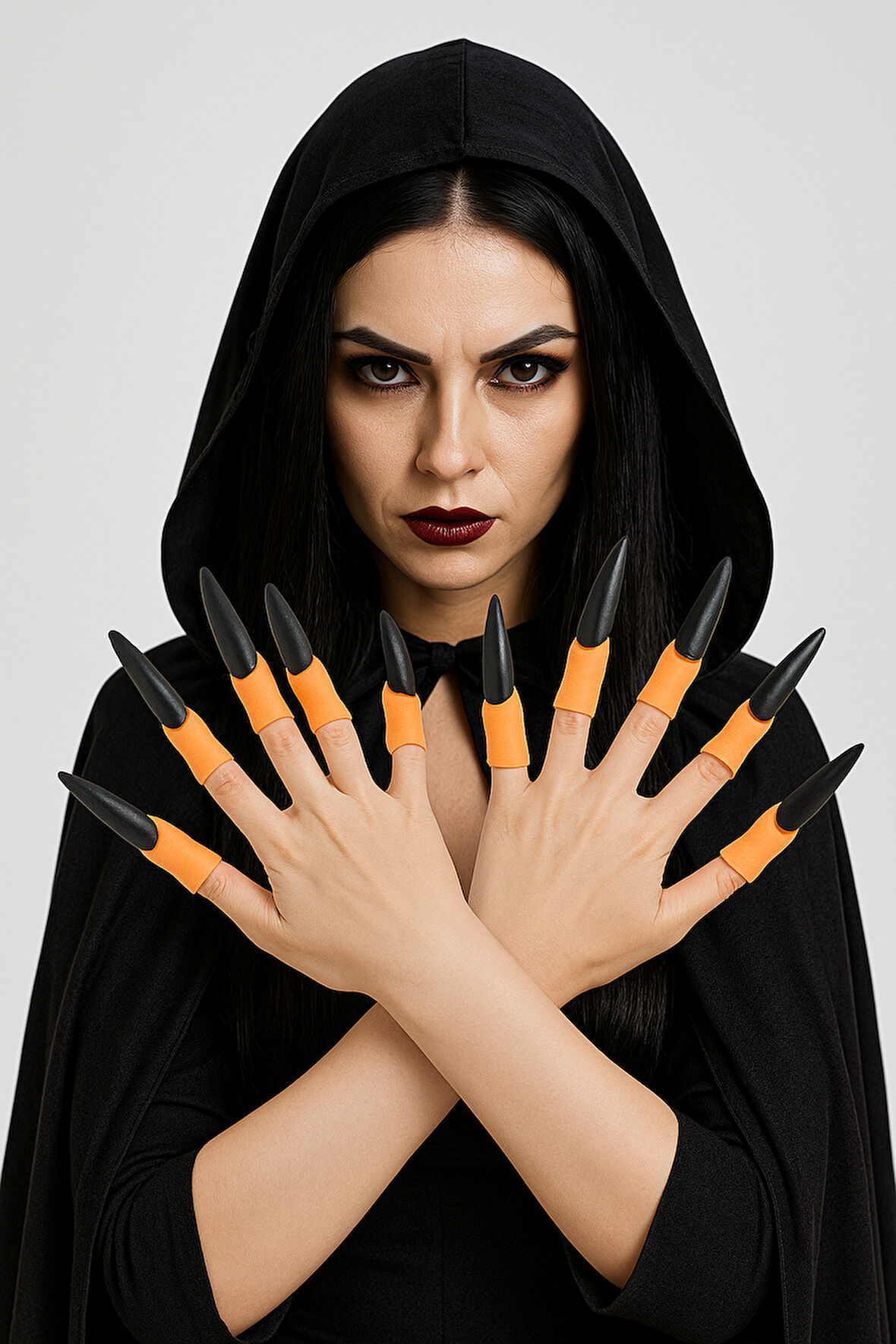 Halloween Cadılar Bayramı Cadı Tırnağı 10lu Lateks Siyah Lüks Yumuşak Tırnak Parti Kostümü