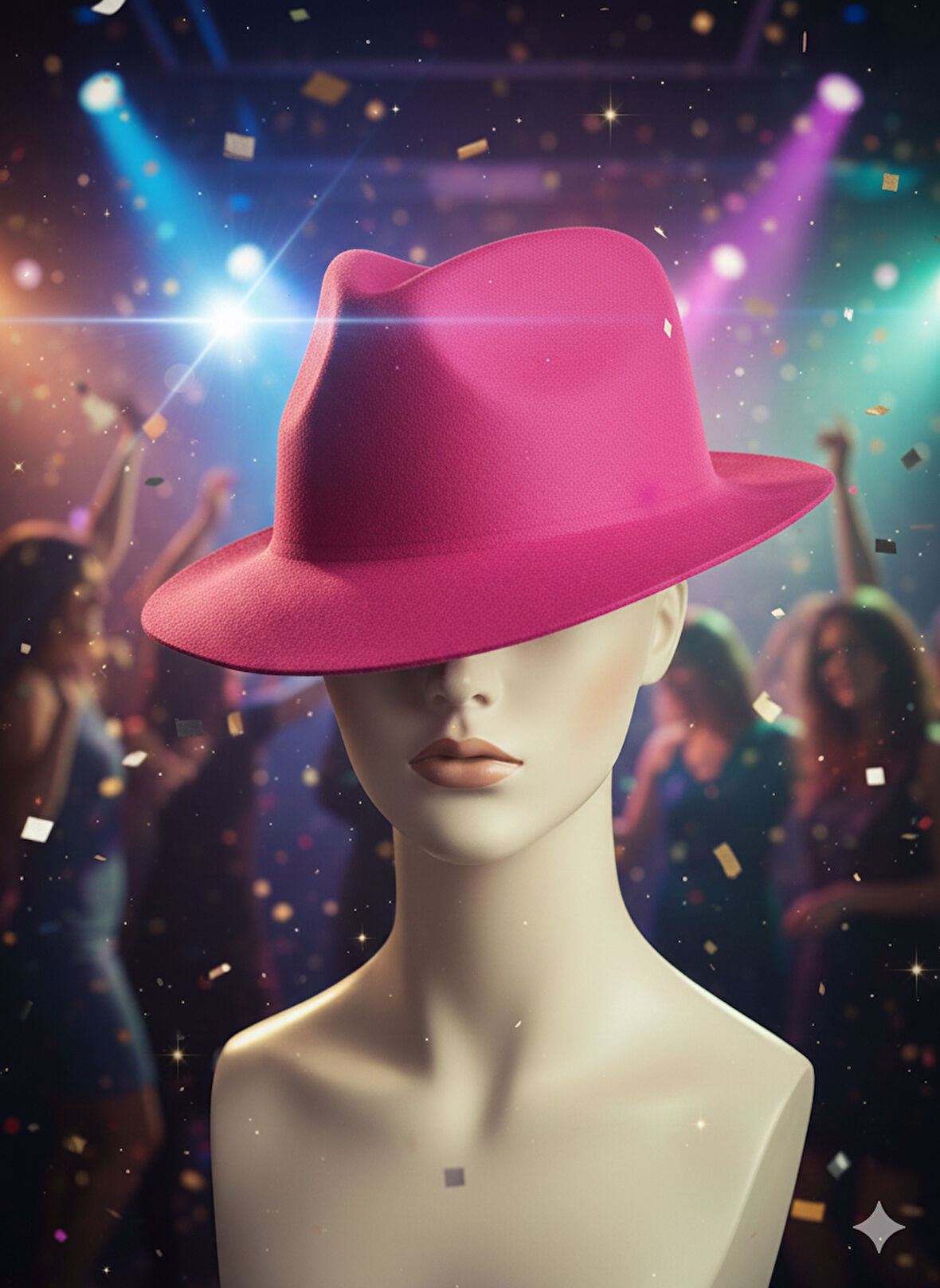 Pembe Lazer Kesim Kadife Fötr Şapka Parti Şapkası