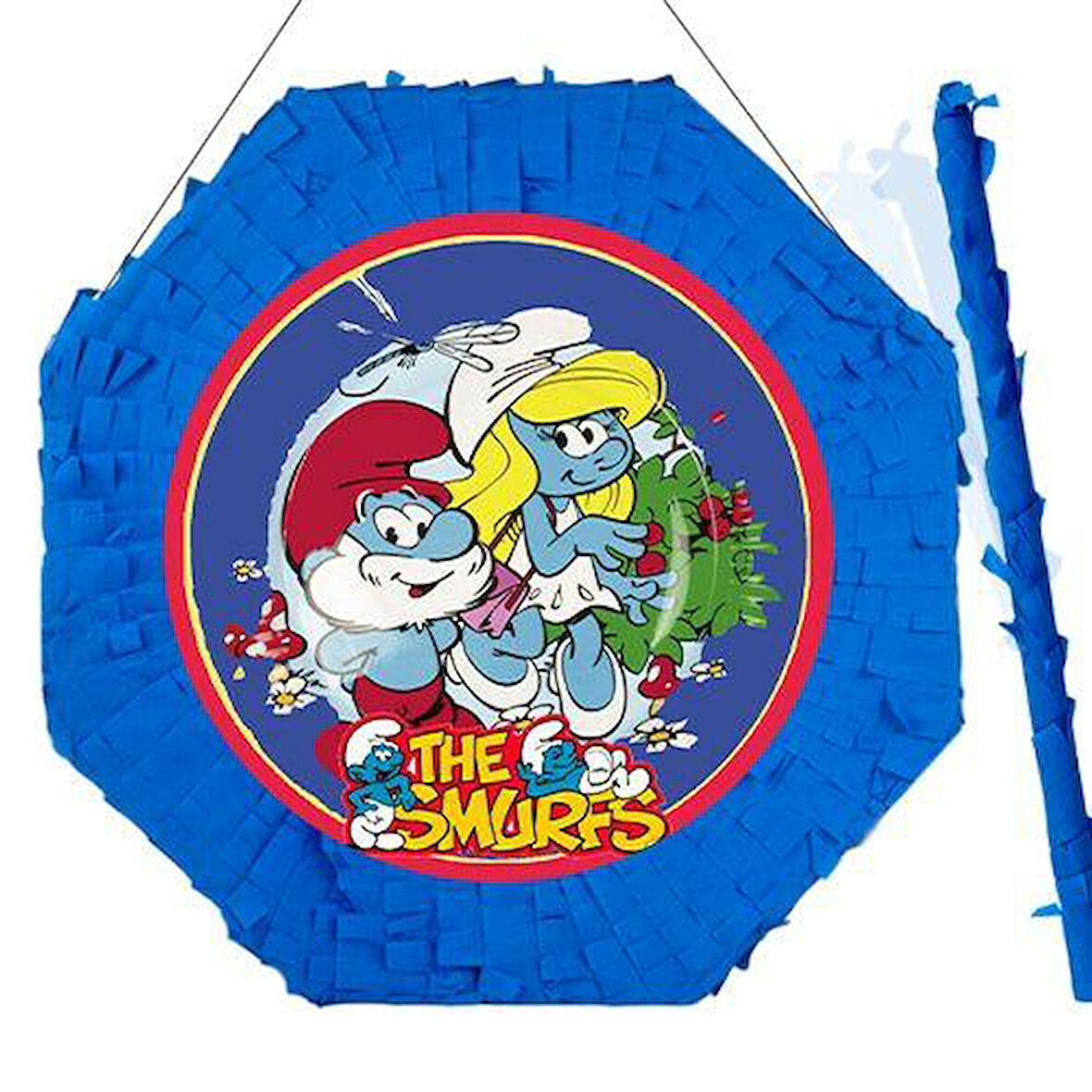 Şirinler Pinyata 42cm + Sopası Doğum Günü Eğlencesi Pinyta Patlatma Partisi