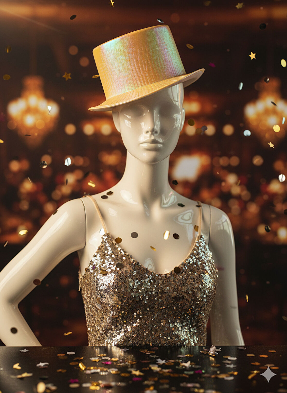 Hologramlı Sarı Sihirbaz Modeli Silindir Şapka Parti Şapkası