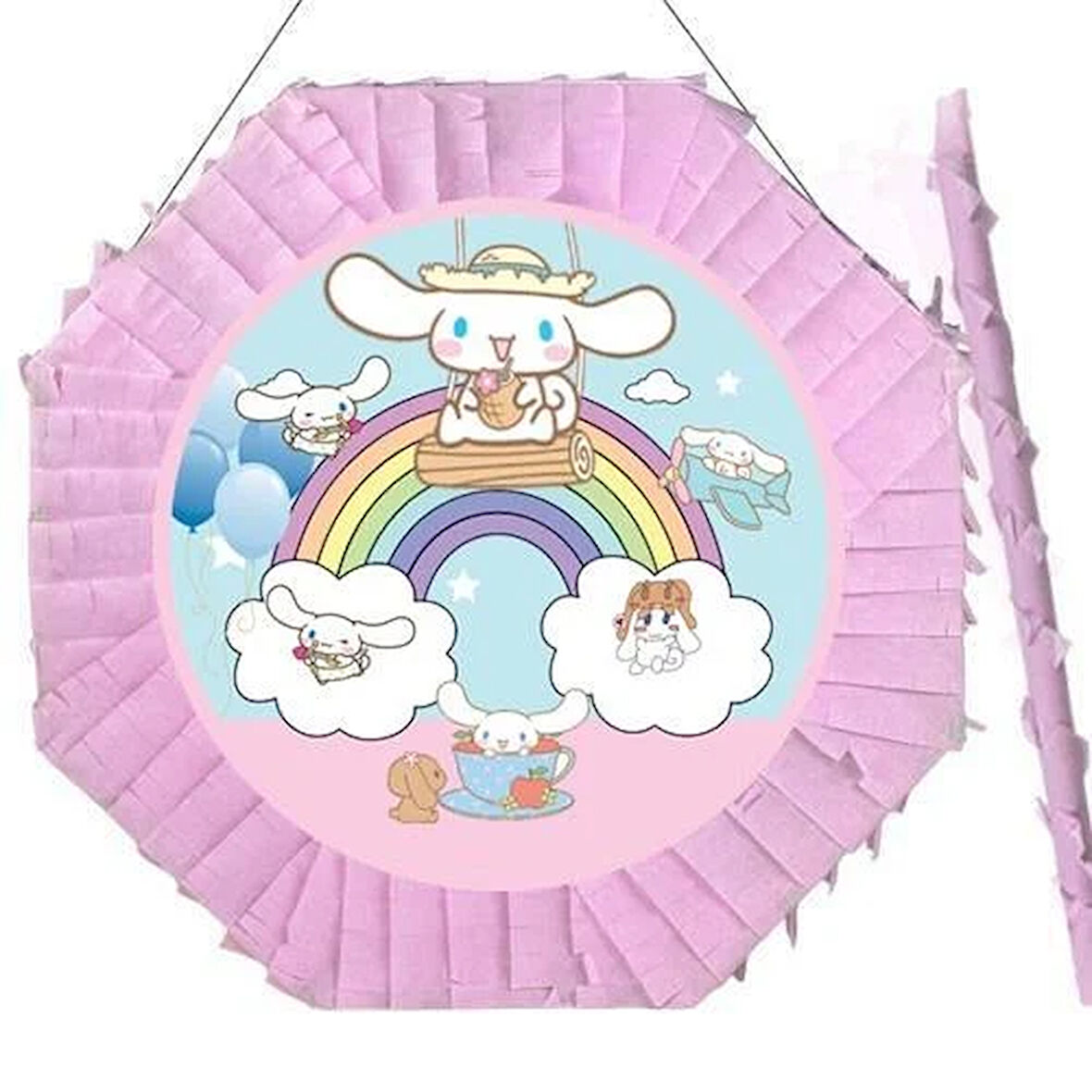 Kuromi Cinnamoroll Pinyata 42cm + Sopası Doğum Günü Eğlencesi Pinyata Patlatma Partisi