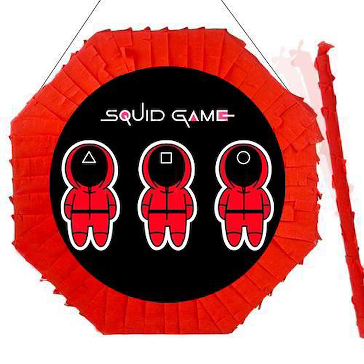 Squid Game Pinyata 42cm + Sopalı Doğum Günü Eğlencesi Pinyata Patlatma Partisi