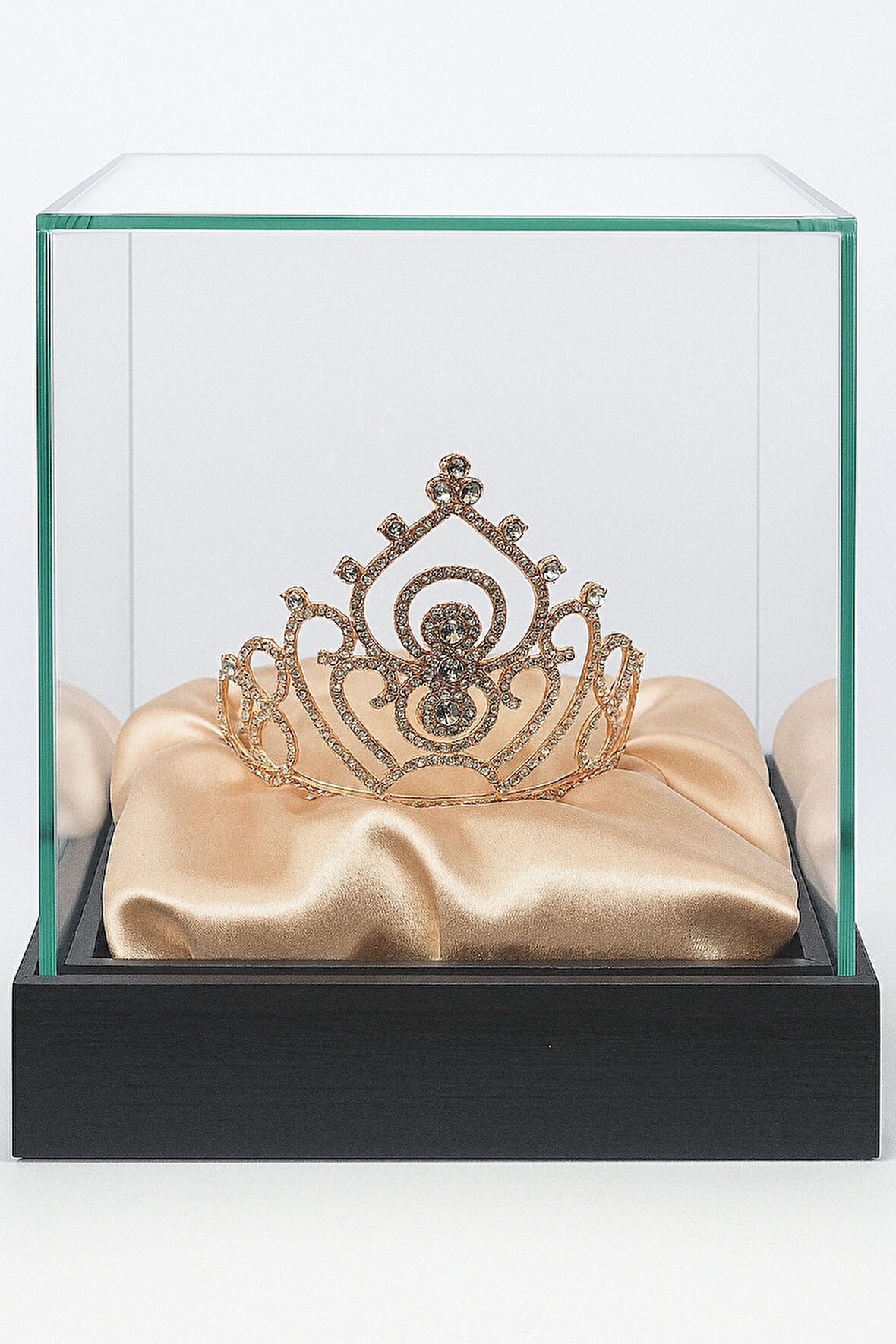 Taç Metal Taşlı Prenses İşlemeli Lüks Rose Gold üs