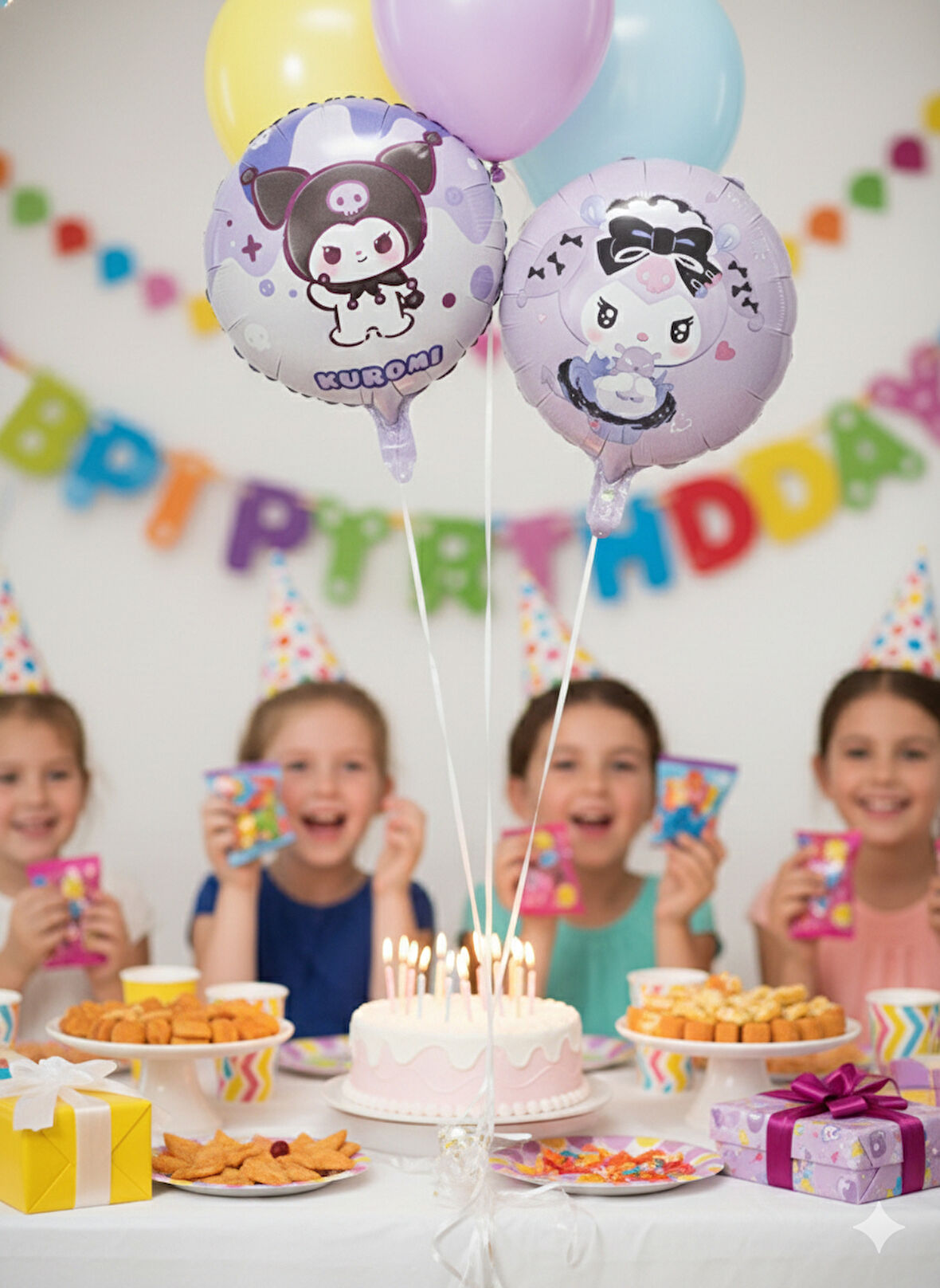 45 cm – Kuromi Temalı Mor Çift Yüzlü Perti Folyo Balon